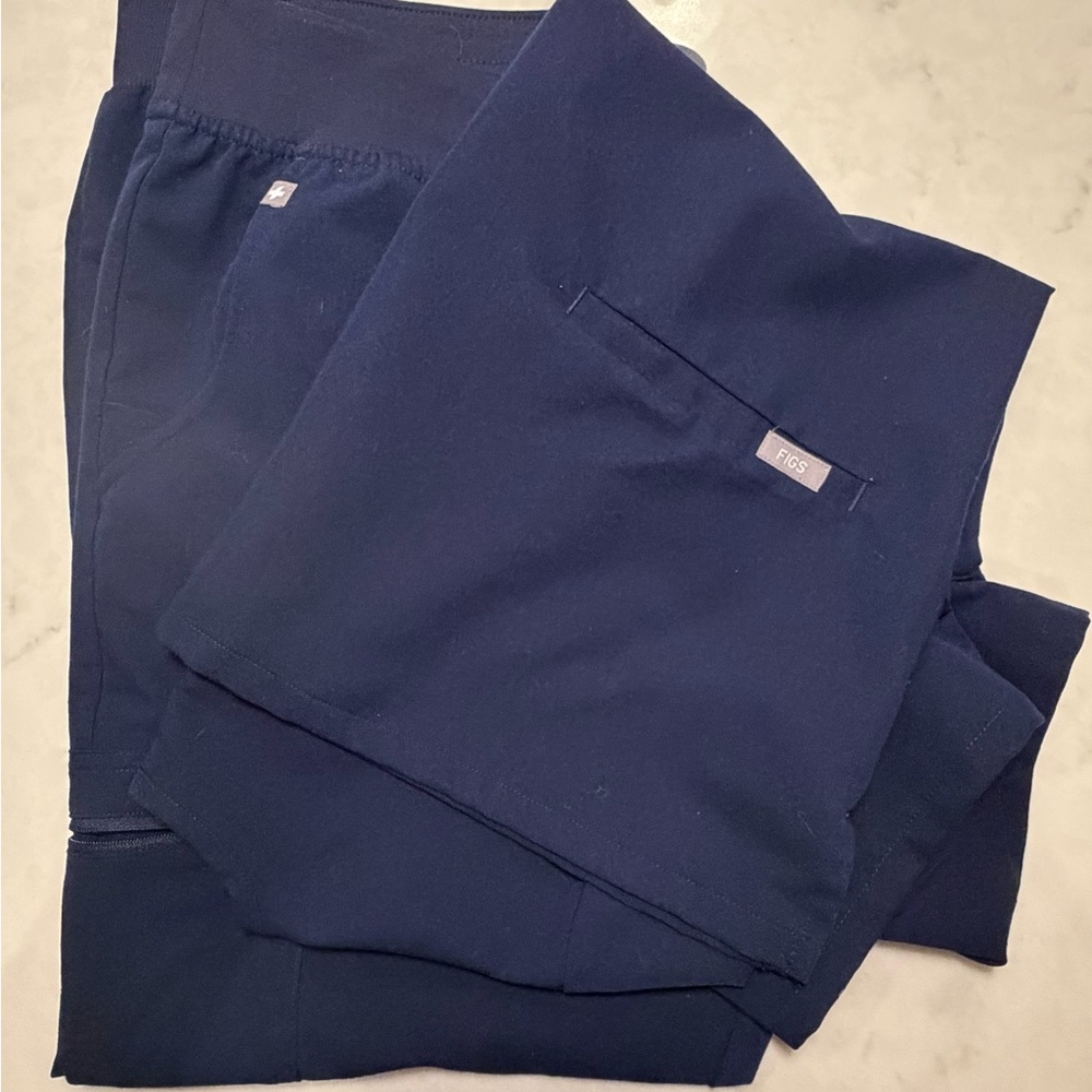Figs Scrubs Set Navy Zamora M Petite Jogger Pants Casma Three-Pocket Top M
